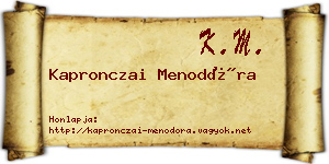 Kapronczai Menodóra névjegykártya