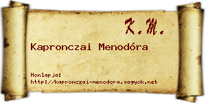 Kapronczai Menodóra névjegykártya